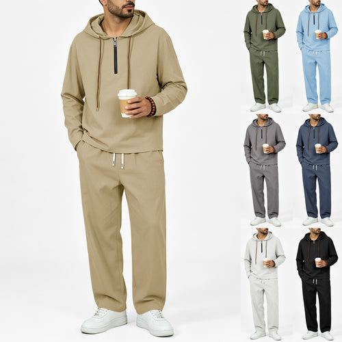 Herren Leichter Halbzip-Kapuzenpullover im Relaxed-Fit mit Kordelzug Shop Nory