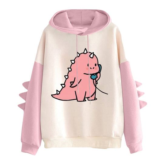 Damen nan Kapuzenpullover mit niedlichem Frosch-Motiv, Kängurutasche und volumigen Ärmelapplikationen Shop Nory