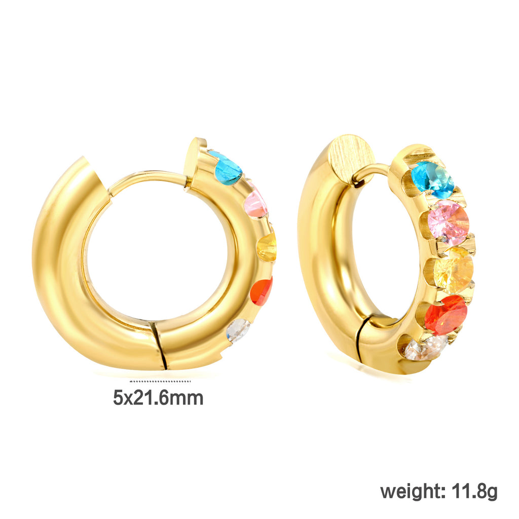 Damen Creolen mit farbigen Halbedelsteinen und elegantem Goldüberzug Shop Nory