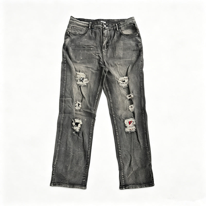 Herren Modische Destroyed Jeans mit kreativen Patches Shop Nory