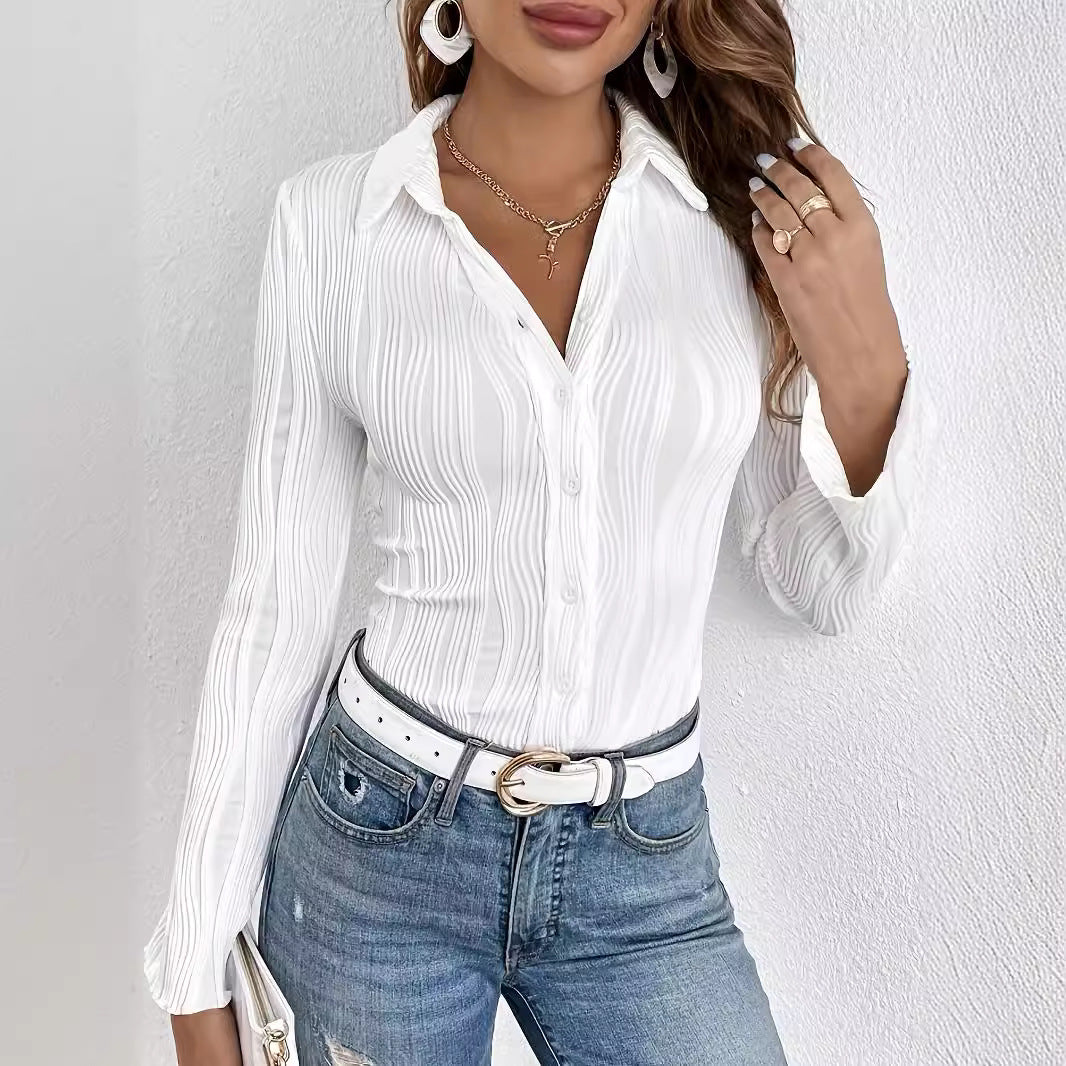 Damen Elegante Bluse mit strukturierten Längsstreifen
