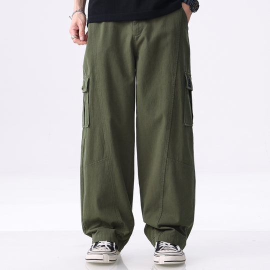 Herren weit geschnittene Baumwoll-Cargohose mit aufgesetzten Beintaschen und Relaxed-Fit Shop Nory