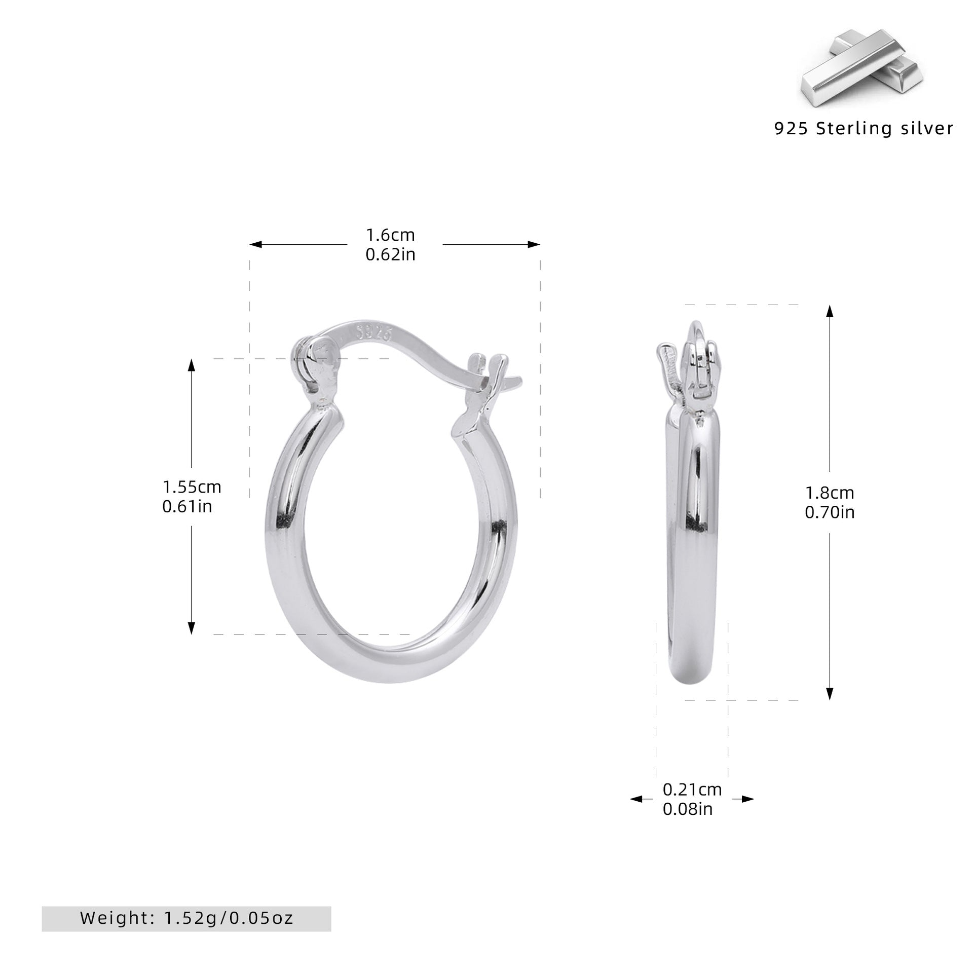 Damen Creolen aus 925 Sterling Silber mit elegantem, geschwungenem Design Shop Nory