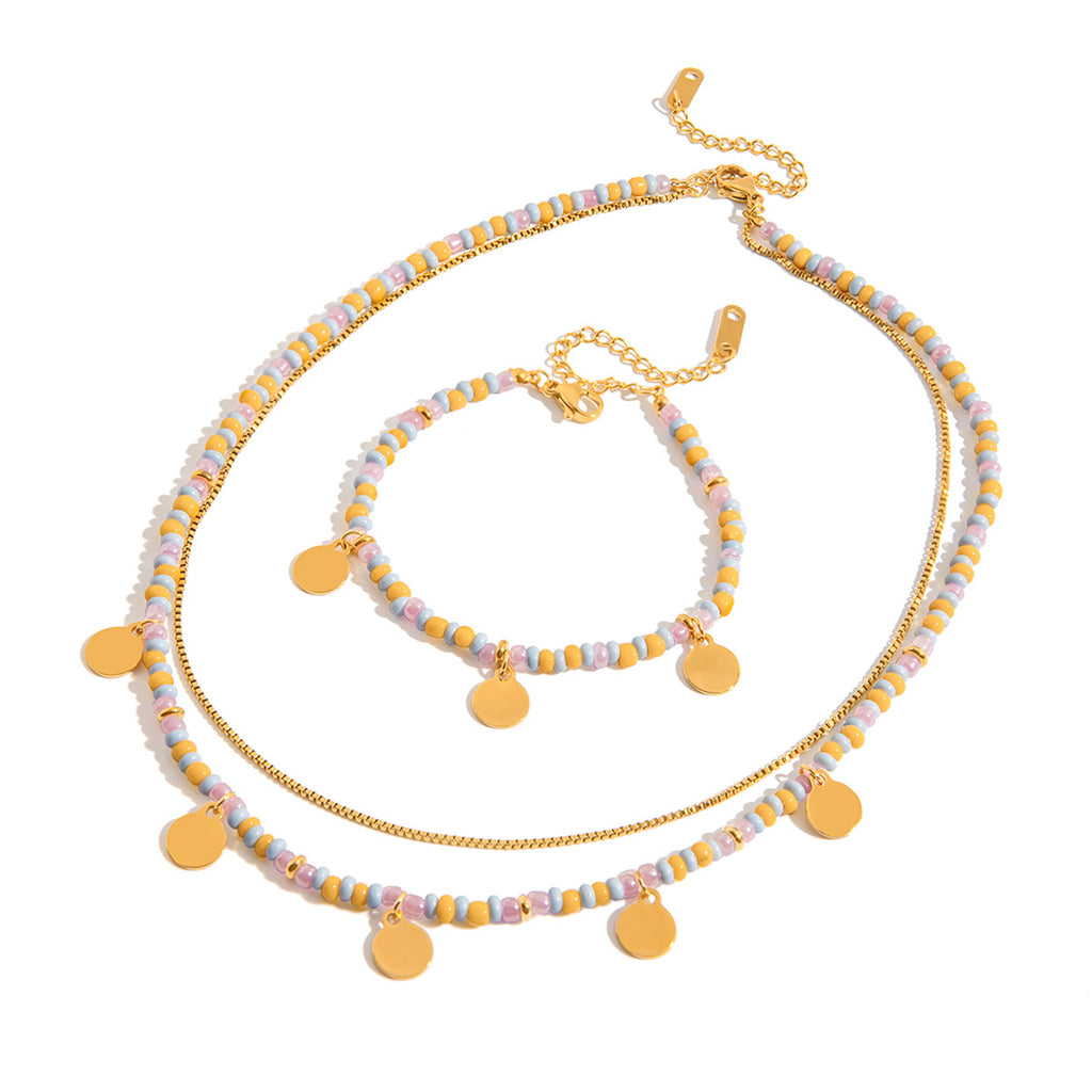 Damen Armband mit bunten Perlen und minimalistischen Anhängern Shop Nory