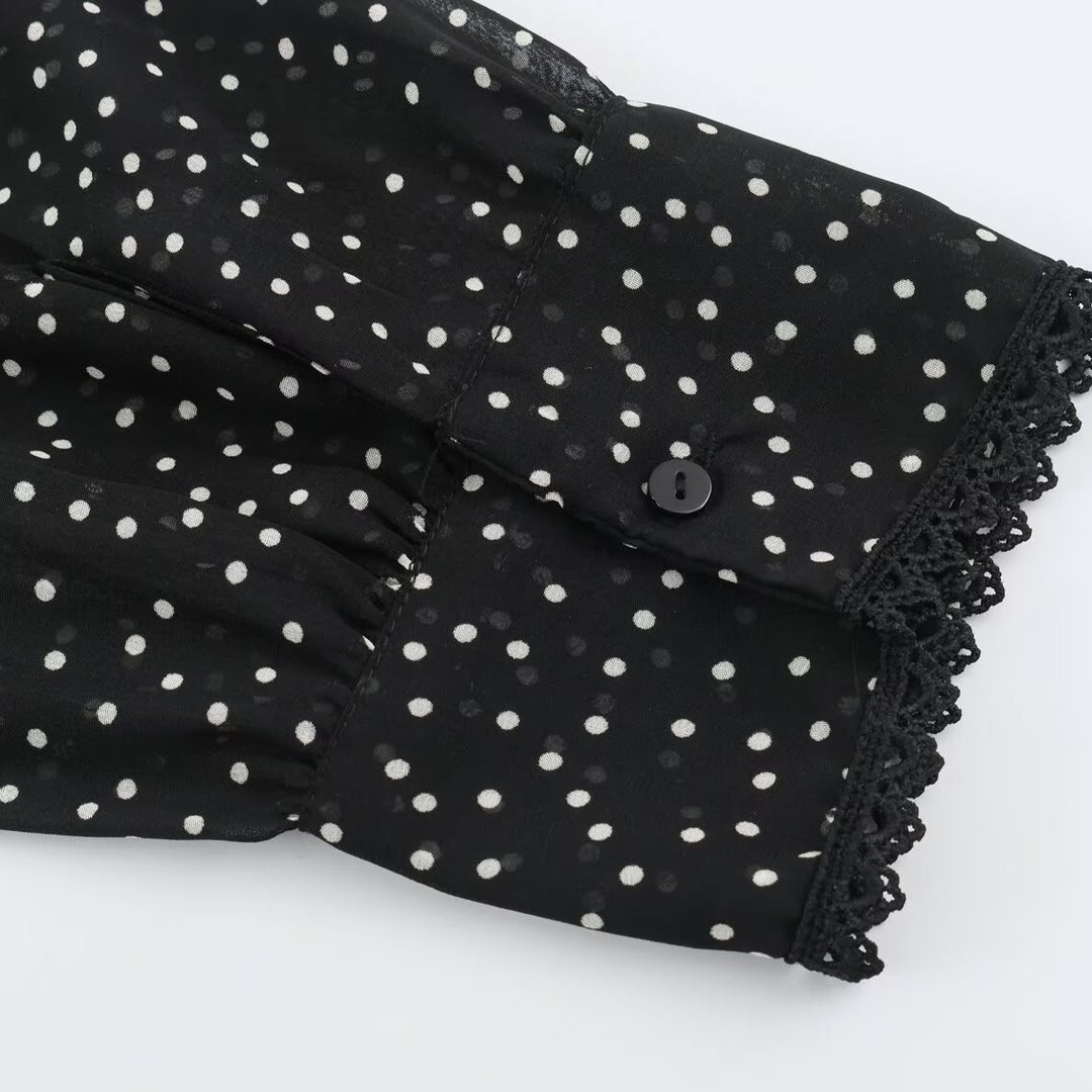 Damen Midikleid mit Rüschenfront, Stehkragen und ausgestelltem A-Linien‑Rock Shop Nory