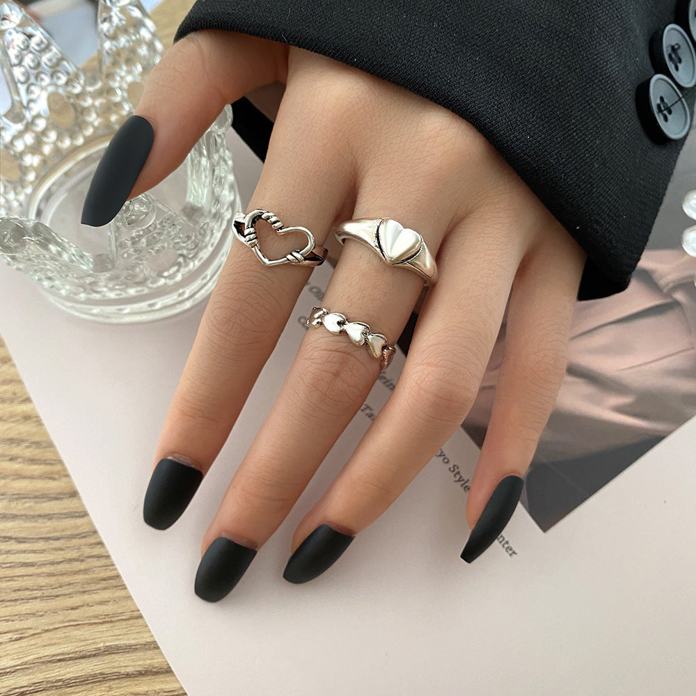 Damen Ringen-Set mit kunstvollen Herz- und minimalistischen Designs Shop Nory