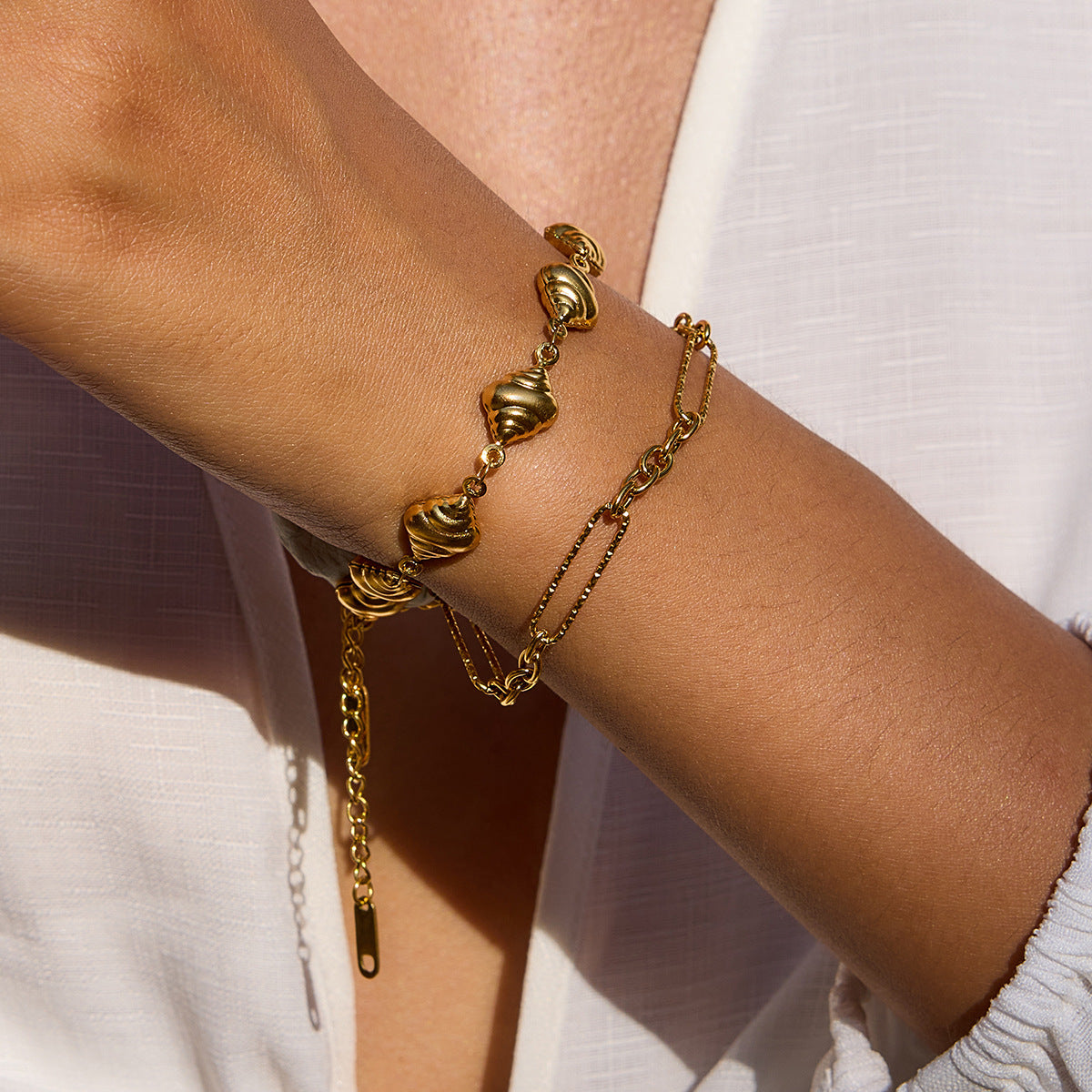 Damen Armband mit klassischem Gliederdesign aus hypoallergenem Edelstahl Shop Nory