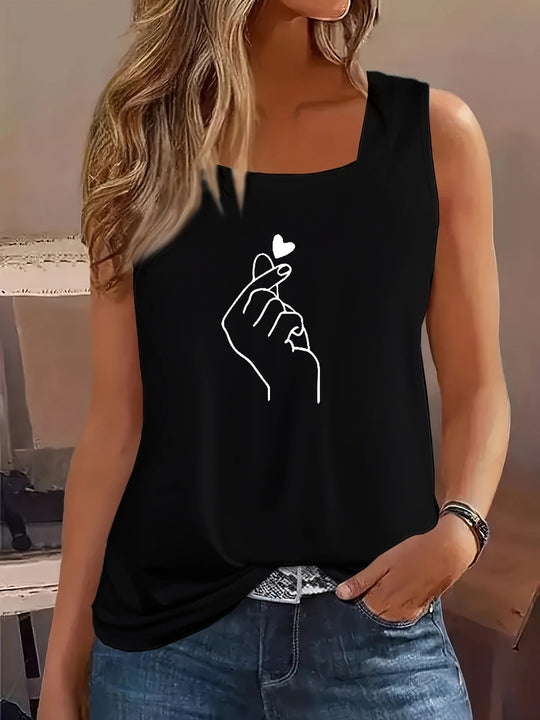 Damen ärmelloses T-Shirt mit kreativem Handdesign
