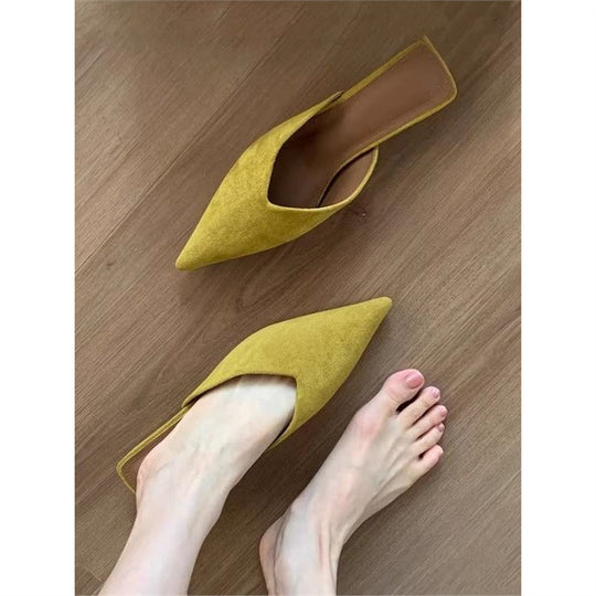 Damen Spitz zulaufende Wildleder-Mules mit offenem Fersenbereich und gepolstertem Komfortfußbett Shop Nory
