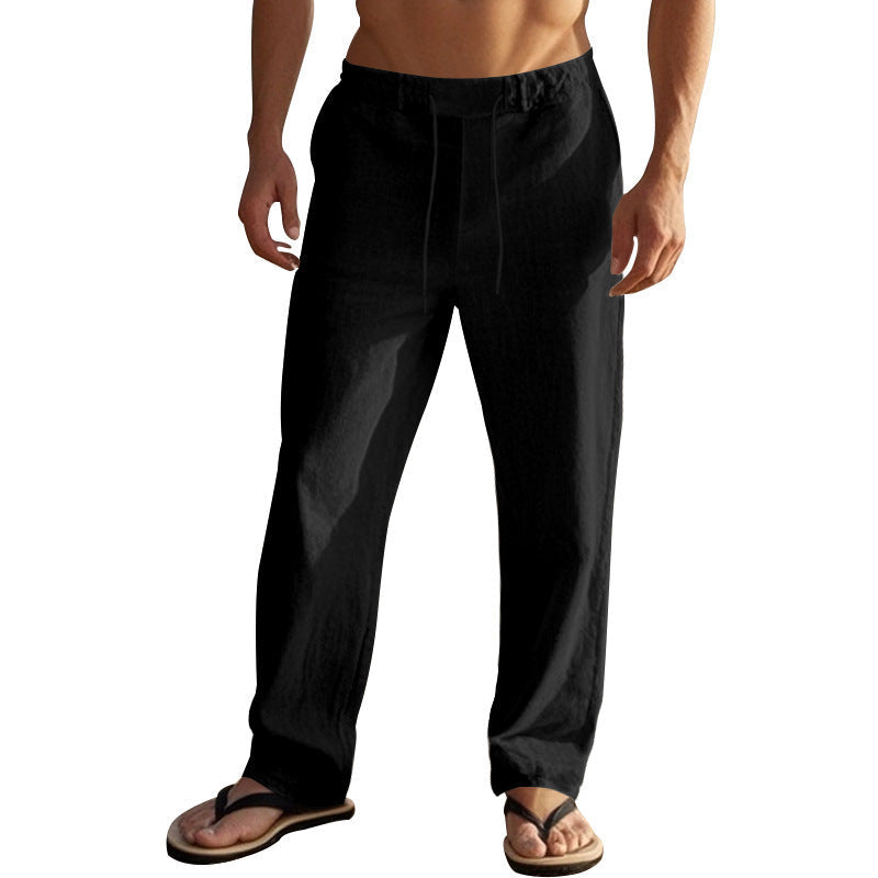Herren lässige Strandhose mit elastischem Bund und atmungsaktivem Leinenmaterial