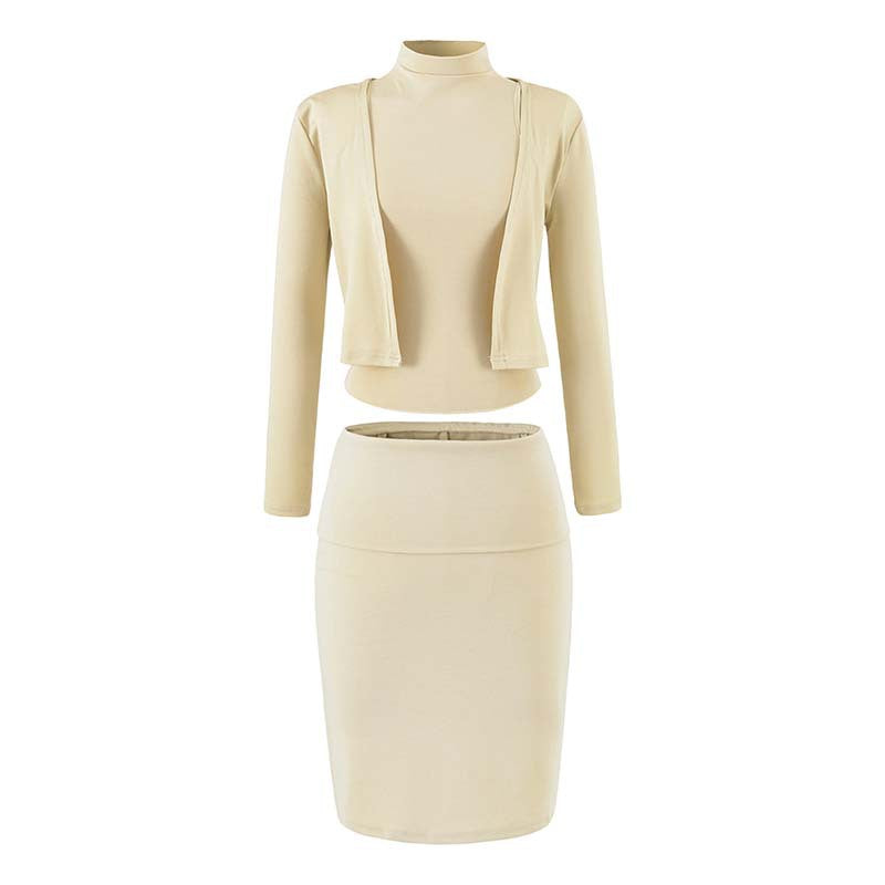 Damen Zweiteiliges Business-Strickset mit Rollkragen-Top, Bolero und Bleistiftrock Shop Nory