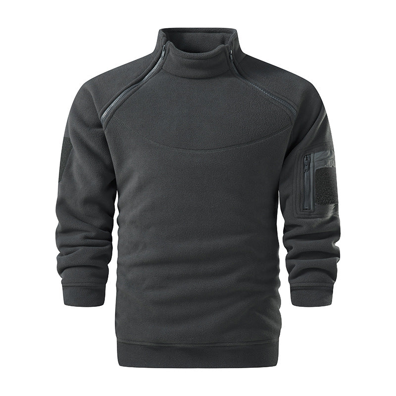 Herren Taktischer Microfleece-Troyer mit hohem Stehkragen, Ärmel‑Zipfach und Raglanärmeln Shop Nory