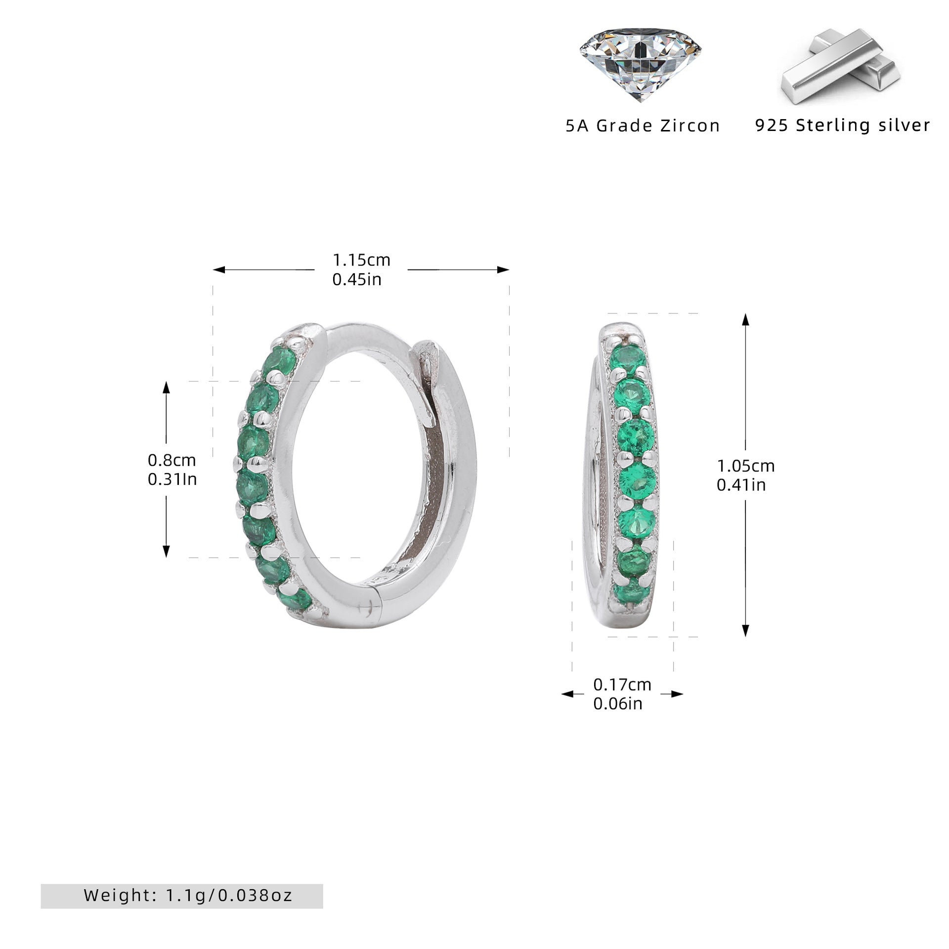 Damen Ohrcreolen mit funkelnden Zirkonsteinen aus hochwertigem 925 Sterling Silber Shop Nory
