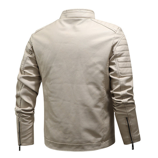 Herren schlanker Kunstleder‑Fieldblouson mit Stehkragen, Brustpattentaschen und Reißverschluss Shop Nory