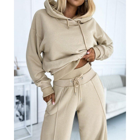 Damen nan Cropped Kapuzenpullover und weite taillenhohe Jogginghose Set Shop Nory