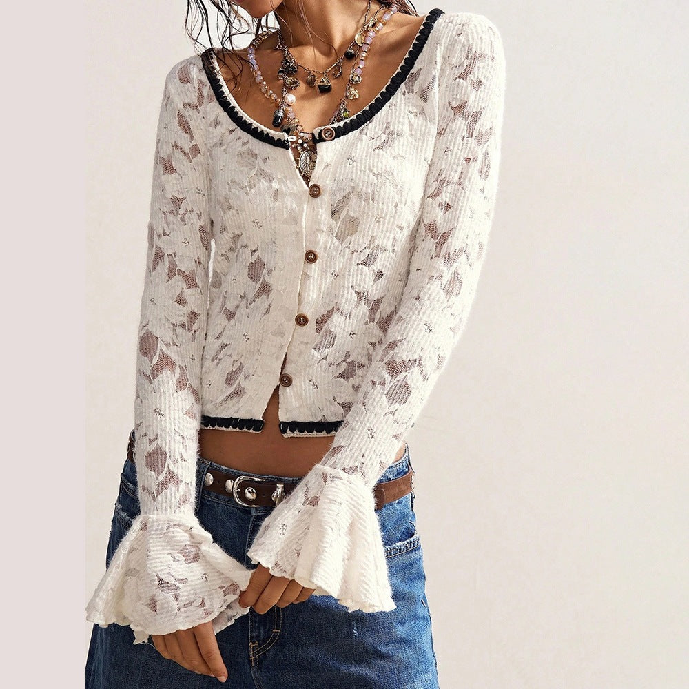 Damen Kuscheliger Mohair-Cardigan mit Zierblumen-Applikationen Shop Nory