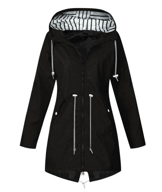 Damen nan taillierte Parka-Jacke mit Kapuze, Kordelzugbund und verdecktem Reißverschluss Shop Nory