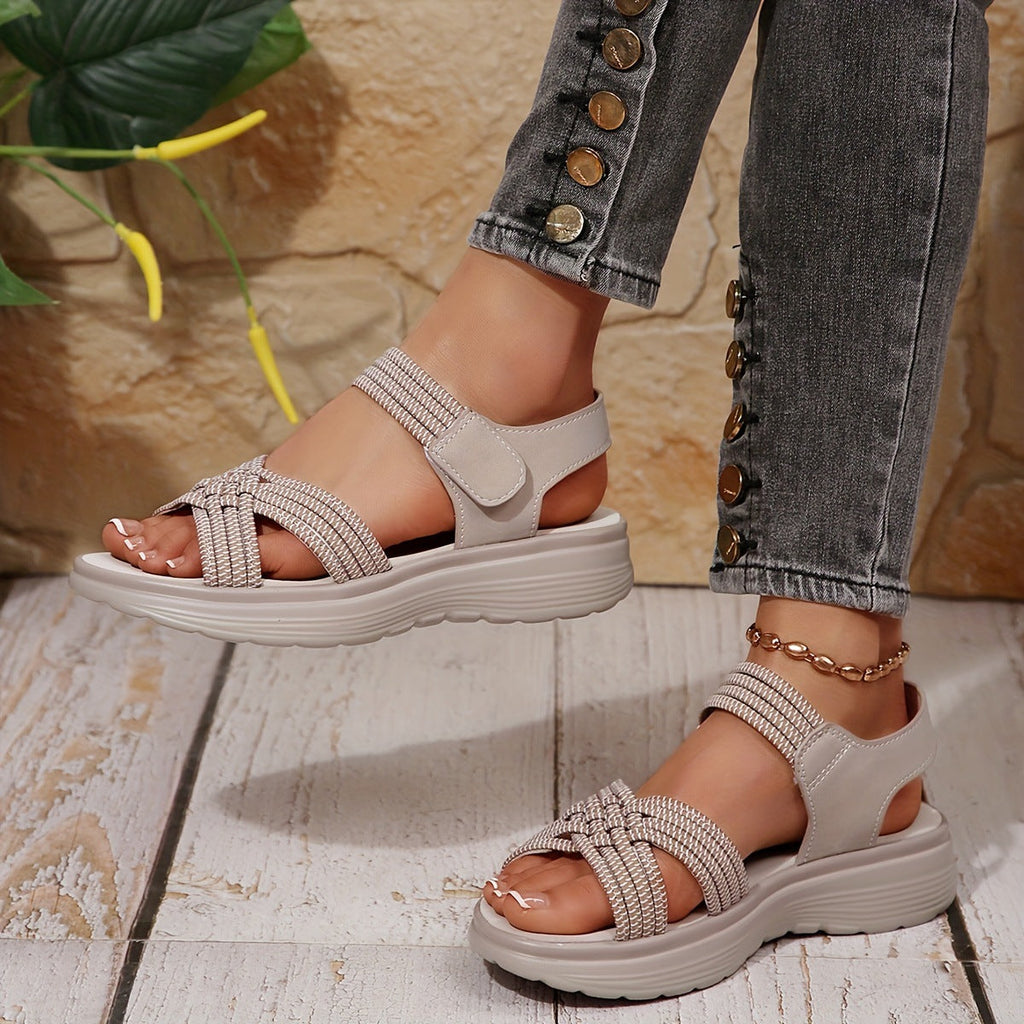 Damen Sportliche Sandalen mit geflochtenen Riemen und gepolsterter Sohle