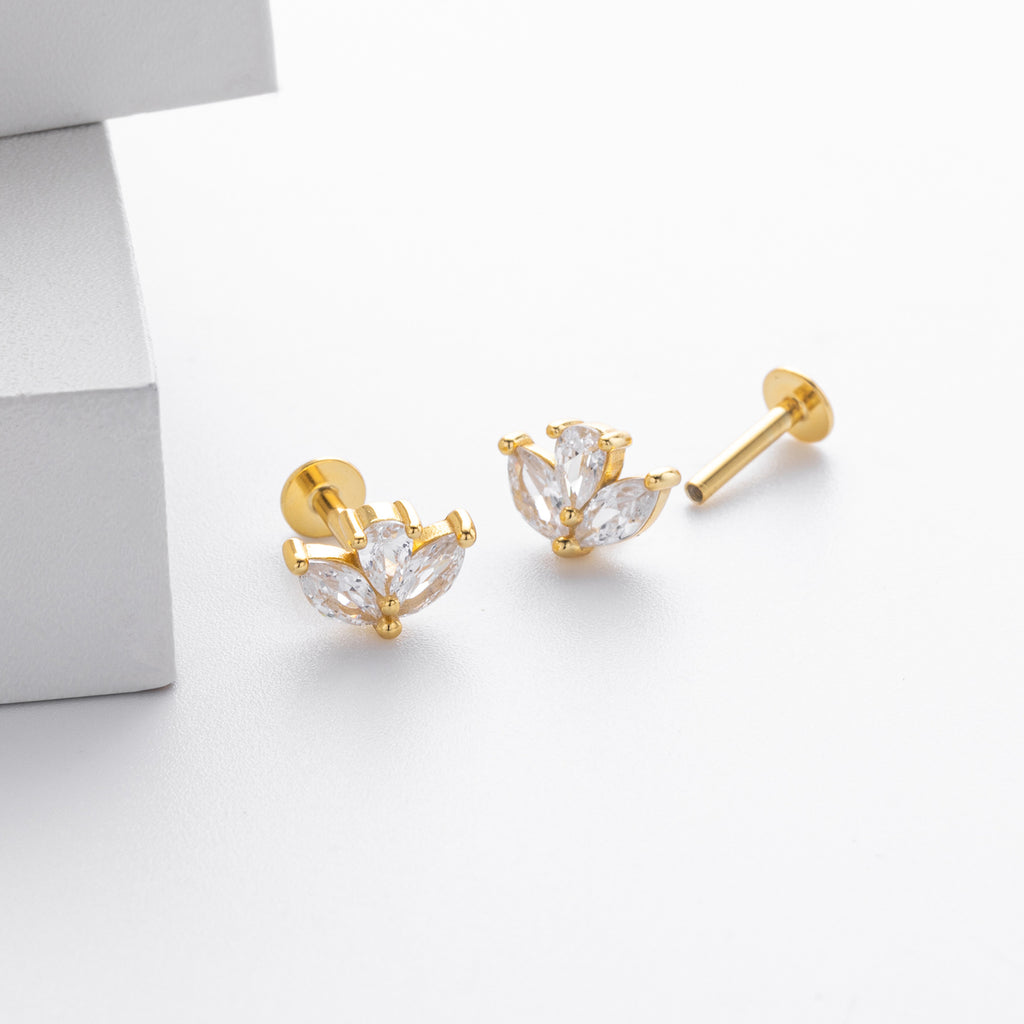 Damen Ohrstecker mit funkelndem Zirkon in elegantem Blumenmotiv Shop Nory