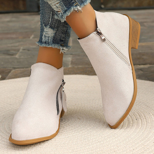 Damen Kurzschaft-Stiefeletten mit seitlichem Reißverschluss und kleinem Blockabsatz Shop Nory