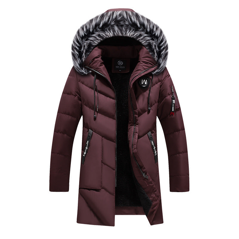 Herren langer gesteppter Thermoparka mit Kunstfellkapuze und Teddyfleece-Innenfutter Shop Nory