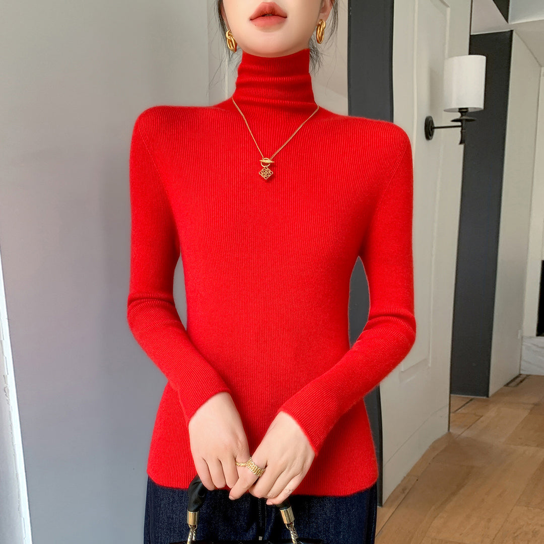 Damen Schlanker Feinstrickpullover mit hohem Rollkragen und feiner Rippstruktur Shop Nory