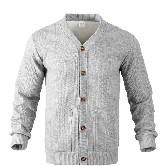 Herren Strukturierter Strickcardigan mit Zopf- und Waffelmuster, Knopfleiste und aufgesetzten Taschen Shop Nory
