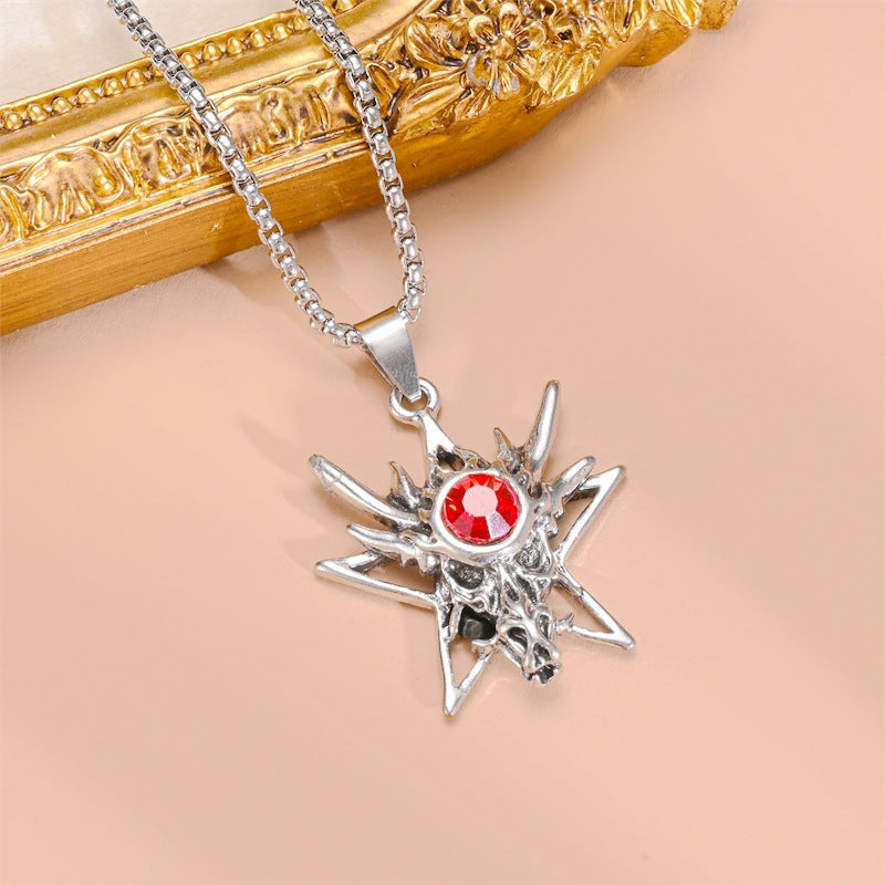 Damen Anhänger mit Drachenmotiv und rotem Kristall Shop Nory
