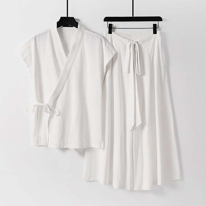 Damen Kimono-Loungewear-Set mit Wickeloberteil und weiter Palazzo-Hose Shop Nory