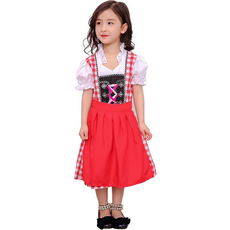Damen nan traditionelles Kinderdirndlkleid mit geschnürtem Mieder, bestickten Details und abnehmbarer Schürze Shop Nory