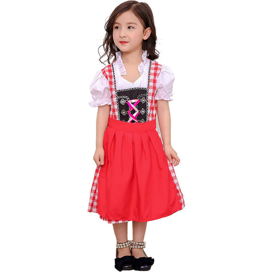 Damen nan traditionelles Kinderdirndlkleid mit geschnürtem Mieder, bestickten Details und abnehmbarer Schürze Shop Nory