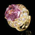Luxus Cocktail Statement Ring mit übergroßem, facettiertem Mittelstein und tropfenförmigem Pavé-Kristall-Halo