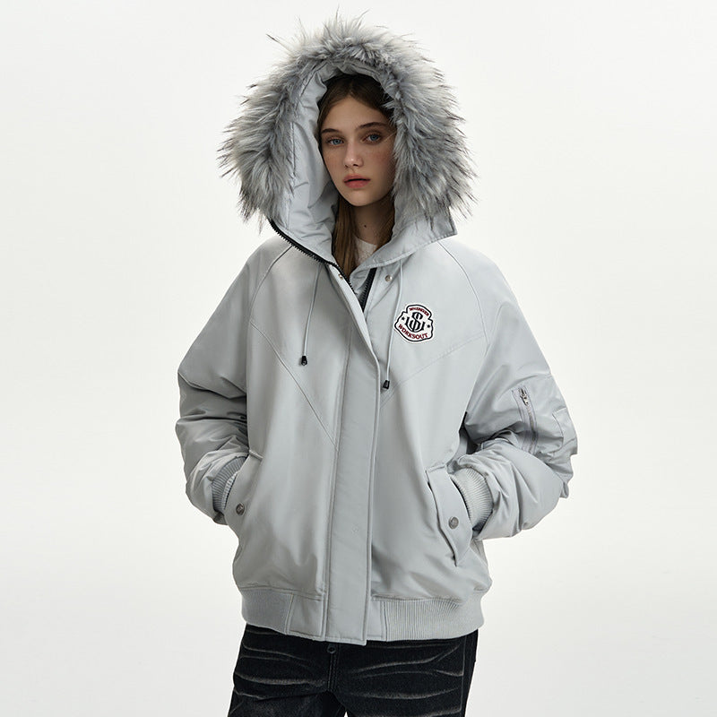 Damen nan oversized Thermo-Parka mit voluminöser Kapuze, abnehmbarer Webpelzblende und Rippbündchen Shop Nory