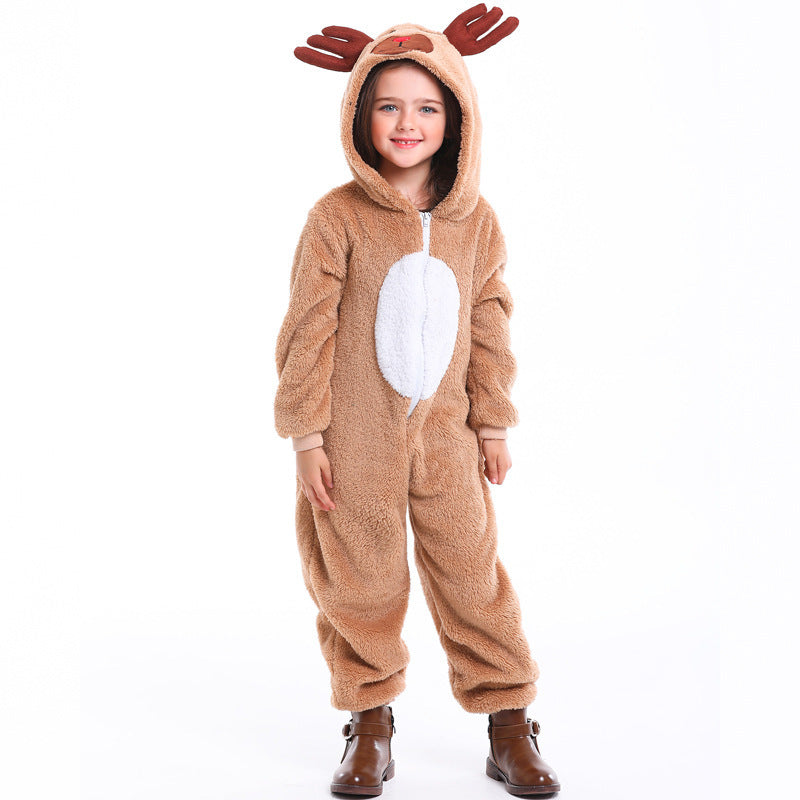 Mädchen Plüsch Rentier Overall mit Kapuze und Ohren Shop Nory