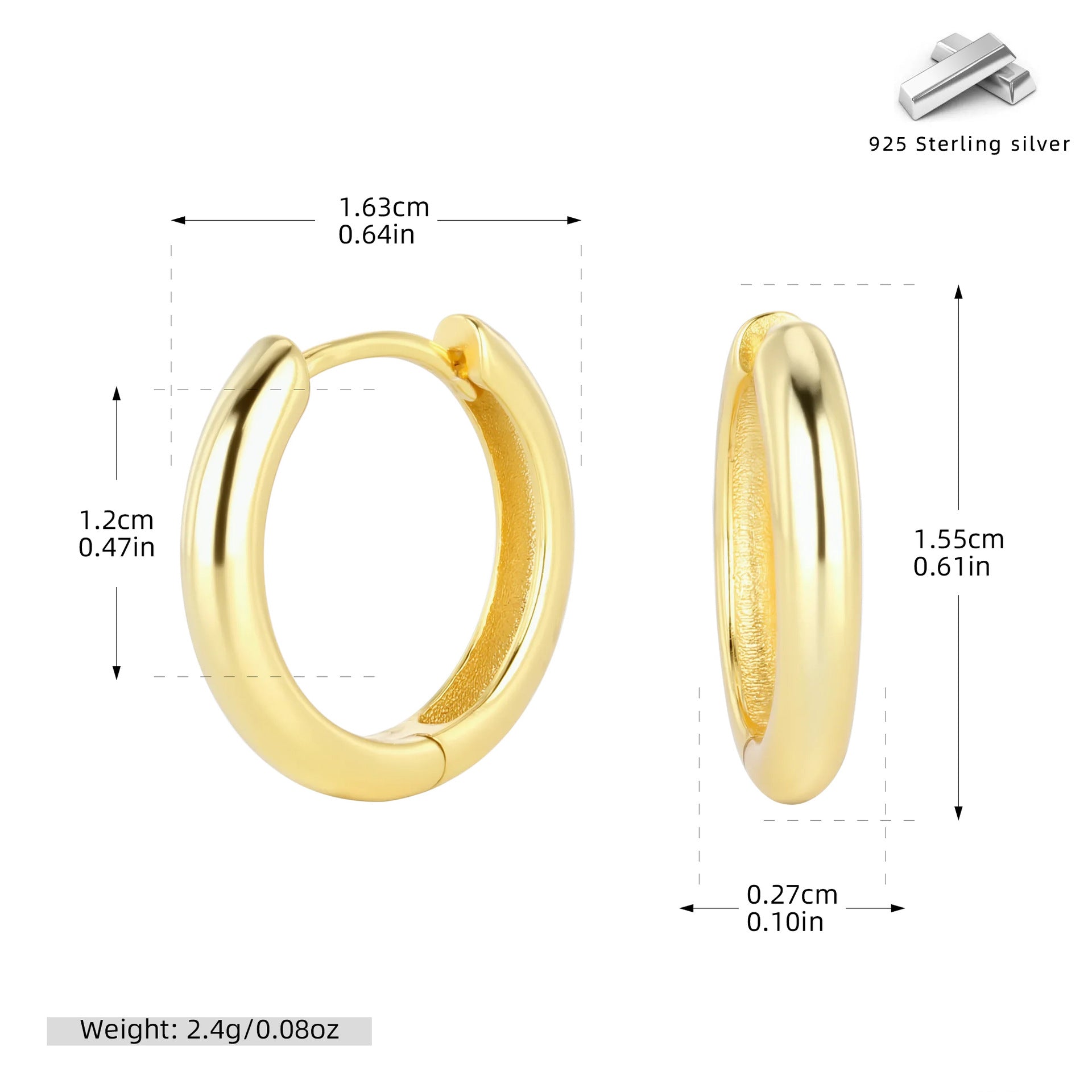 Damen Creolen in elegantem, modernem Design aus hochwertigem 925 Sterling Silber Shop Nory