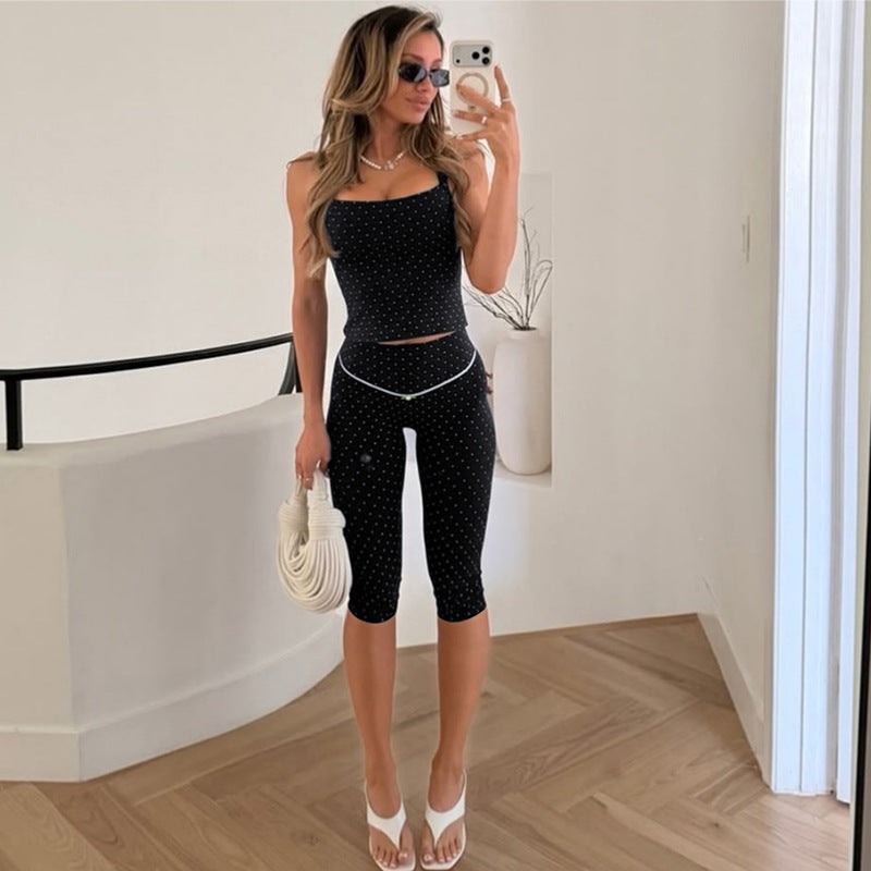 Damen Sportliches Oberteil und Leggings-Set Shopnory