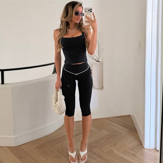 Damen Sportliches Oberteil und Leggings-Set Shopnory