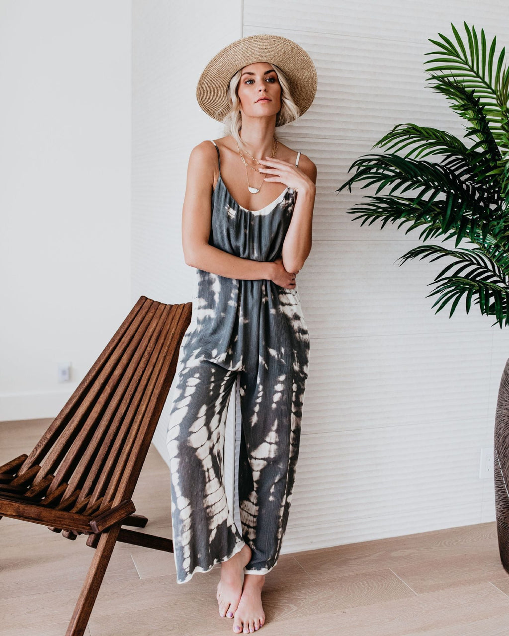Damen Elegantes Jumpsuit mit Spaghettiträgern und weitem Bein