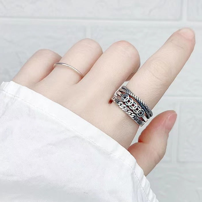 Damen Offener Ring mit hochwertigem Ketten- und Reliefdesign Shop Nory
