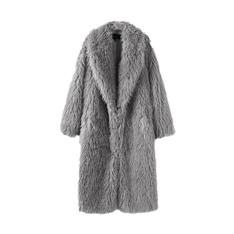 Damen Maxilanger Kunstpelzmantel mit langflorigem Hochflor und Oversize-Silhouette Shop Nory