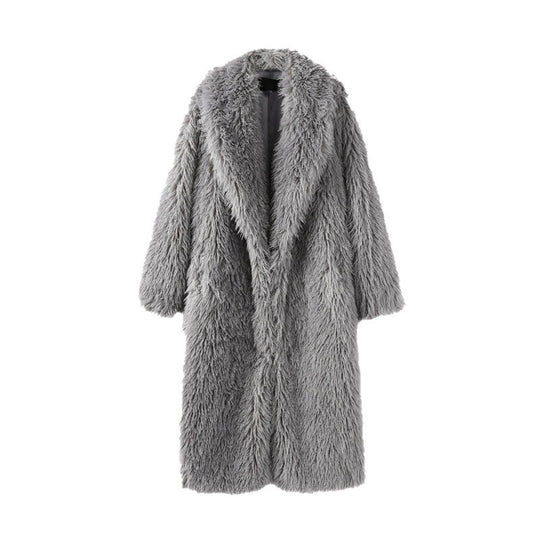 Damen Maxilanger Kunstpelzmantel mit langflorigem Hochflor und Oversize-Silhouette Shop Nory