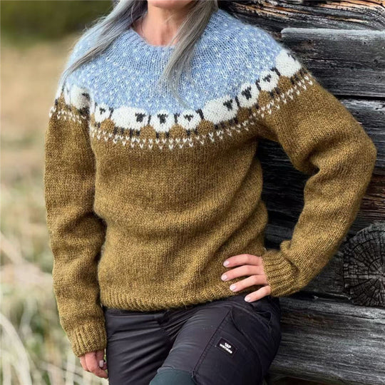 Damen nan Norwegerpullover aus Wollmix mit Rundhalsausschnitt und traditionellem Fair-Isle-Yoke Shop Nory