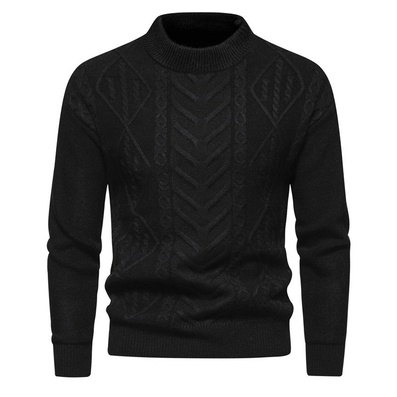 Herren Strukturierter Mockneck-Strickpullover mit Zopf- und Chevron-Muster Shop Nory
