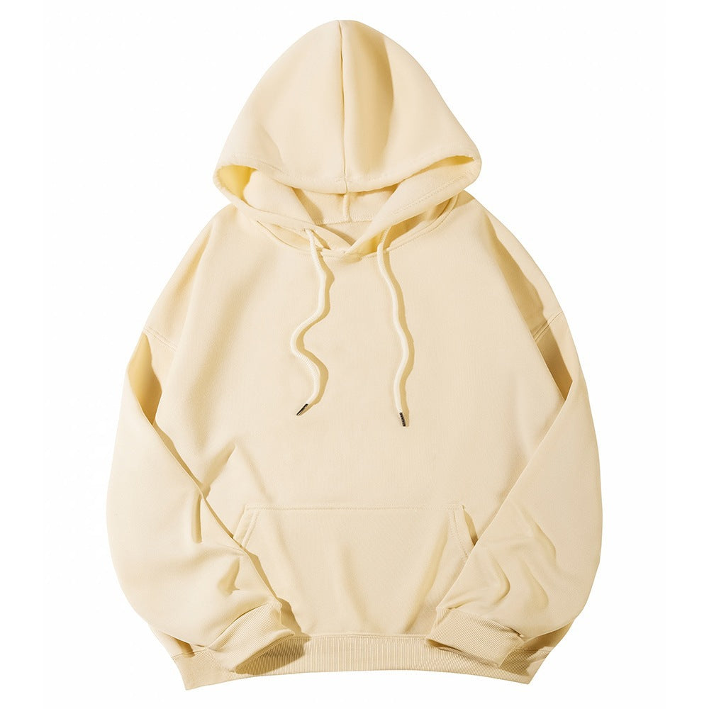 Unisex minimalistischer Kapuzenpullover mit verlängertem Rücken und Kängurutasche Shop Nory