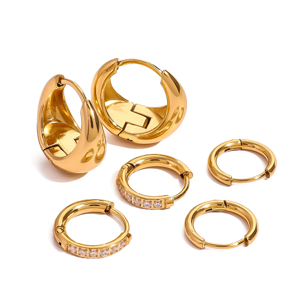 Damen Elegante Creolen Ohrringe aus hypoallergenem Edelstahl mit Zirkonia Shop Nory