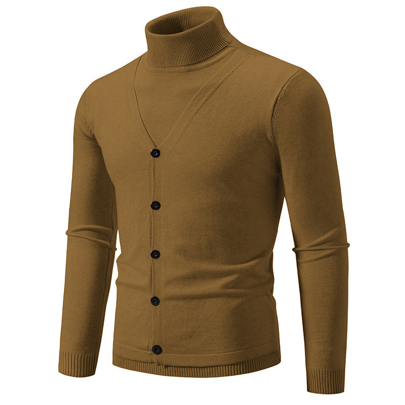 Herren Feiner Rollkragenpullover mit dekorativer Knopfleiste und schmaler Silhouette Shop Nory