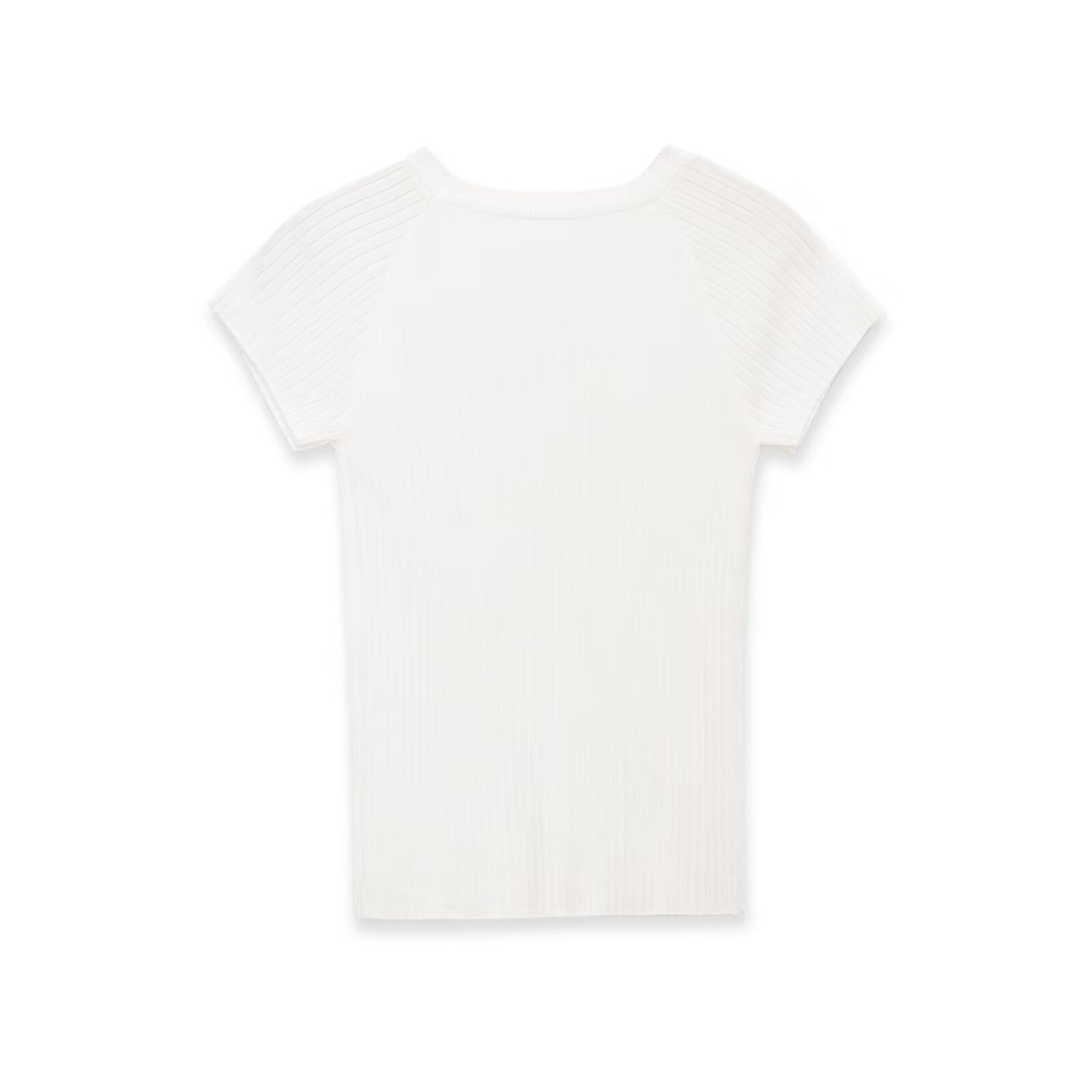 Damen figurbetontes Ripp-T-Shirt mit kurzen Ärmeln
