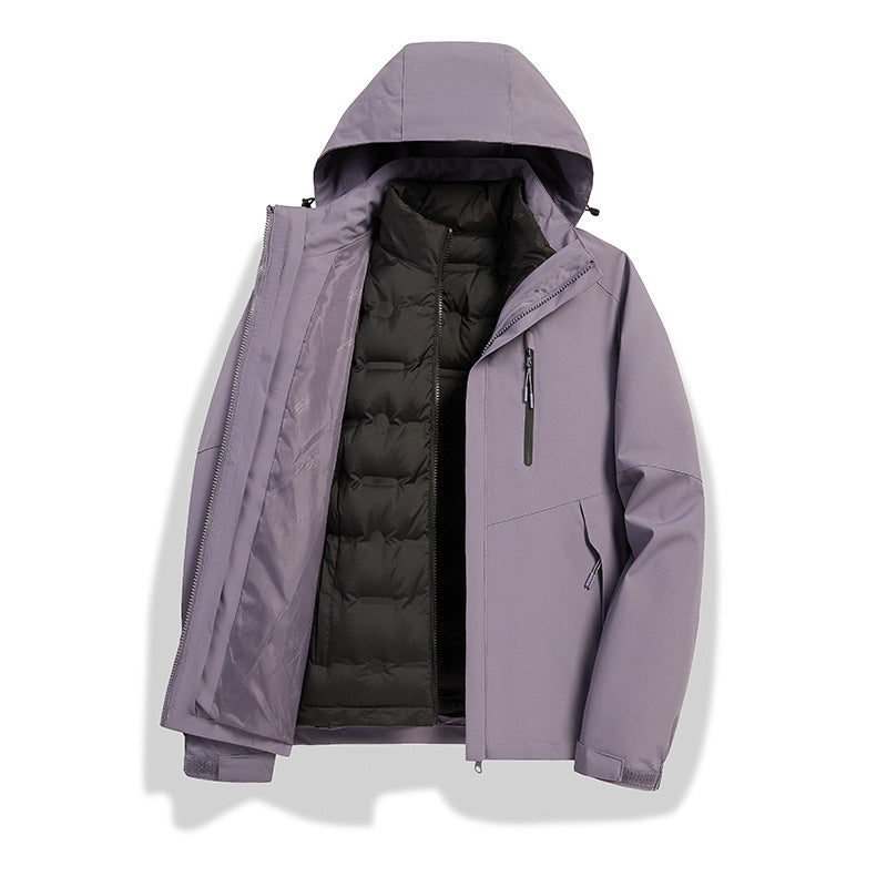 Damen 2-in-1 wasserdichte Winterjacke mit abnehmbarer Daunen-Innenweste Shop Nory
