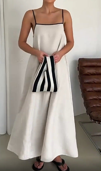 Damen Sommerliches Maxikleid mit schmalen Spaghettiträgern und fließendem Schnitt