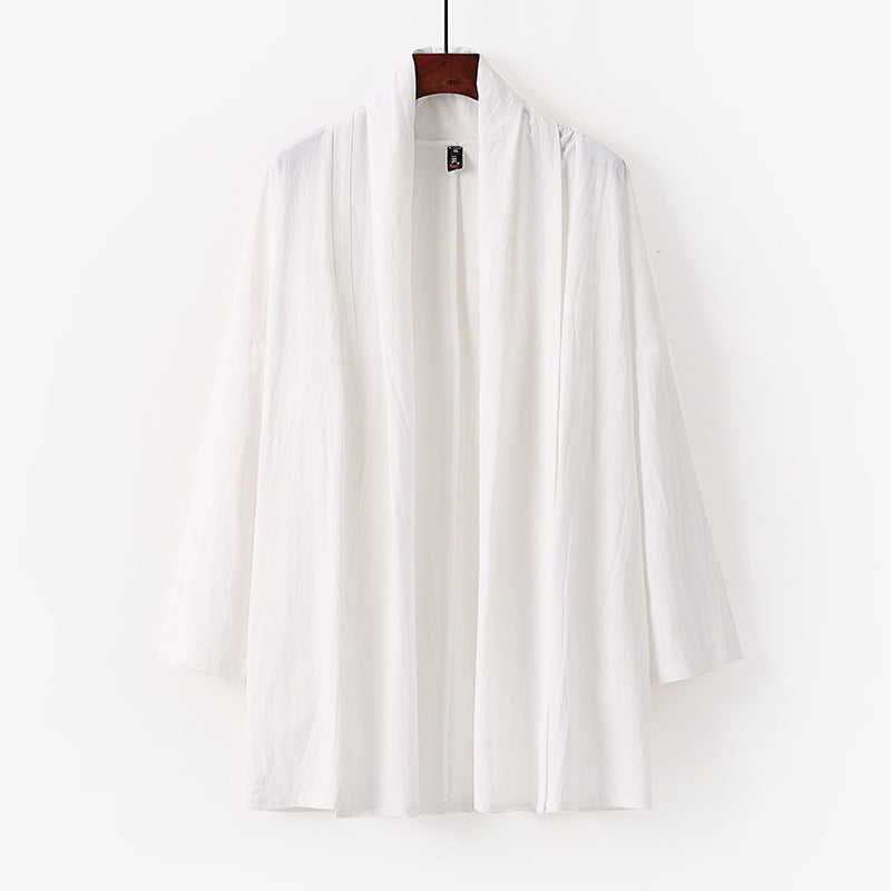 Unisex Offene Kimono-Cardigan aus leichter Baumwoll-Leinen-Mischung Shop Nory